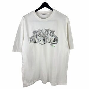 Vintage 2000s Singapore Zoo White Tiger Animal Nature Tourist Shirt Size 2XL